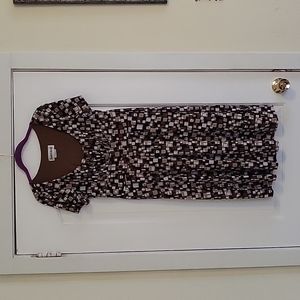 Danny&Nicole, Size 6, Brown, Black, and White, Short Sleeve Dress
